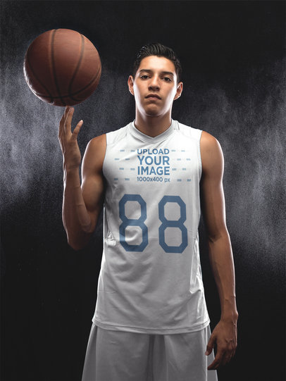 Basketball Jersey Maker - Teen with Muscles Spinning the Ball