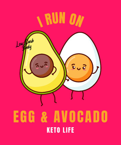 T-Shirt Design Creator with Two Friendly Keto Food Cartoons