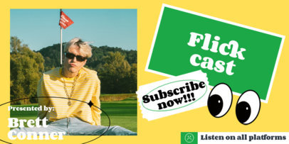 Twitter Post Generator with Colorful Graphics for a New Podcast Ad