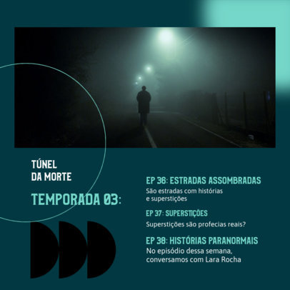 Instagram Post Design Creator for a Horror Podcast in Portuguese