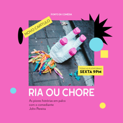 Instagram Post Template for a Podcast Ad Featuring Funny Pictures