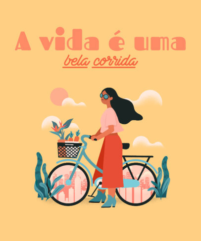 Illustrated T-Shirt Design Generator Featuring a Woman Riding a Bike