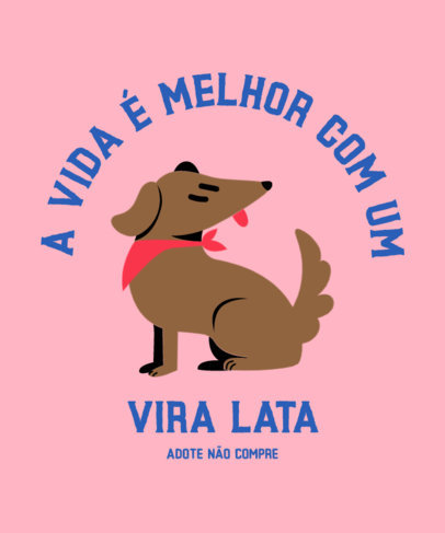 T-Shirt Design Template Featuring a Shelter Puppy Illustration