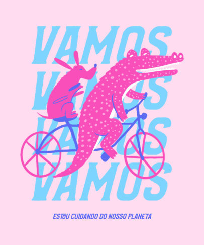 Quote T-Shirt Design Maker Featuring a Happy Crocodile on a Bike