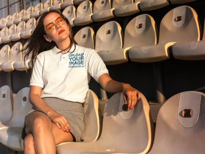 Facebook Ad - Pretty Woman Wearing a Polo Shirt While at the Stadium