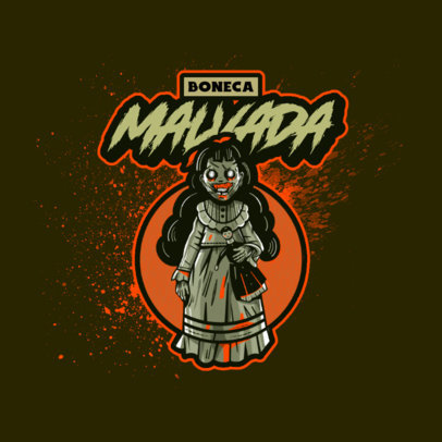 Logo Template Featuring a Demonic Doll Graphic Inspired by Resident Evil