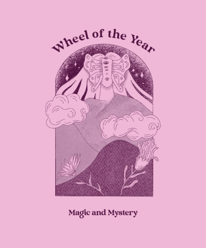 Pagan Holidays-Themed T-Shirt Design Template Featuring an Illustration 3833b