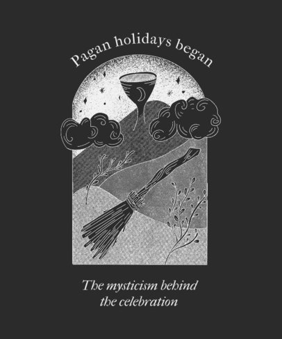 T-Shirt Design Template With a Mystical Illustration About Pagan Holidays 3833d