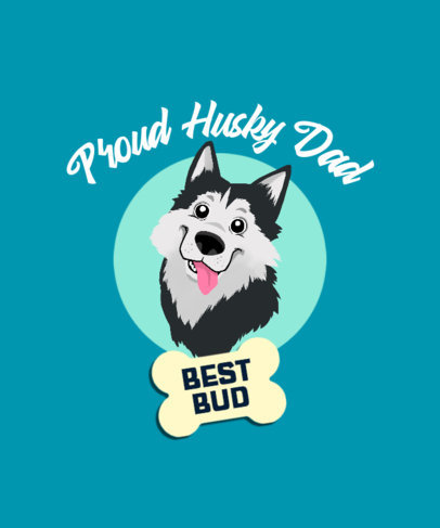 T-Shirt Design Template for Husky Owners Featuring Cute Illustrations
