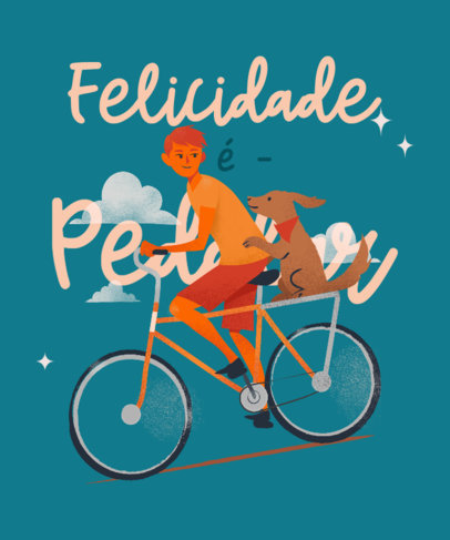 Illustrated T-Shirt Design Generator Featuring a Happy Boy and His Dog on a Bike