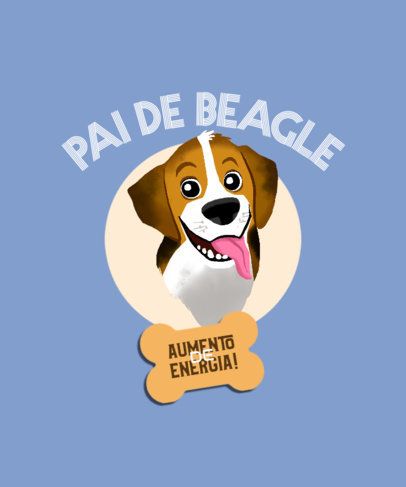 Illustrated T-Shirt Design Template Featuring a Happy Beagle