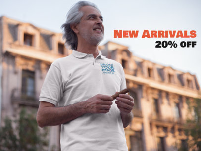 Facebook Ad - Senior Man Holding a Cigar While Wearing a Polo Shirt