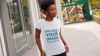 T-Shirt Video of a Sassy Woman with a Kinky Ponytail