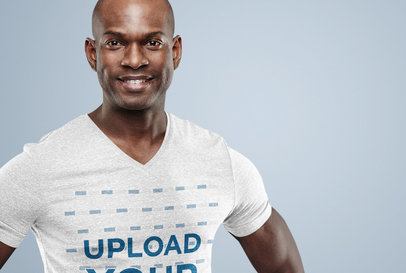 V-Neck Tee Mockup Featuring a Male Athlete