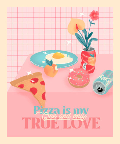 T-Shirt Design Maker for Junk Food Day Featuring Still-Life Drawings