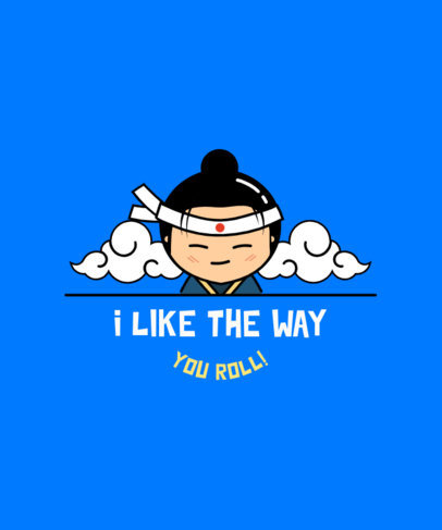 Sushi-Themed T-Shirt Design Template with a Fun Quote 3677h