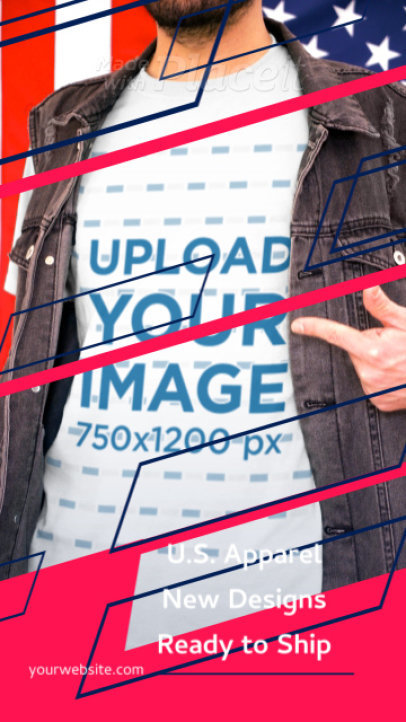 Video of a Man Pointing at His T-Shirt Featuring a Patriotic Theme 3511v-el1