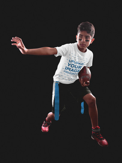 Custom Football Uniform Designer - Little Kid Grabbing Football