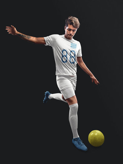 Custom Soccer Jerseys - Man About to Kick the Ball