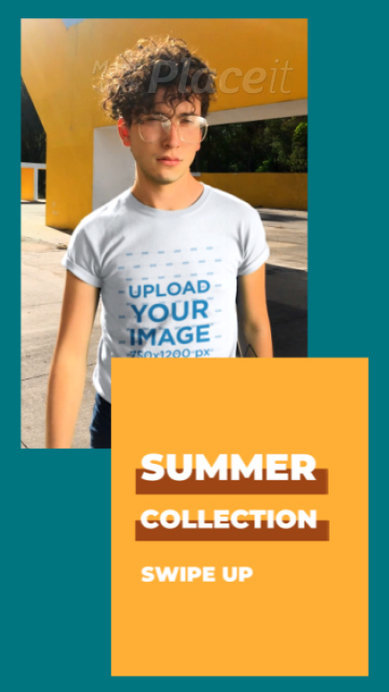 T-Shirt Video Featuring a Man Promoting a Summer Apparel Collection 