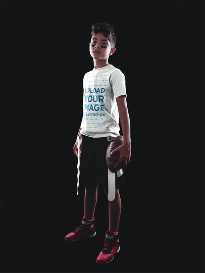 Football Jersey Generator - Kid Standing in Black Room