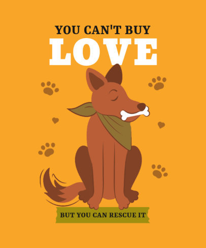 T-Shirt Design Template Featuring an Illustration of a Vira-Lata Caramelo Dog