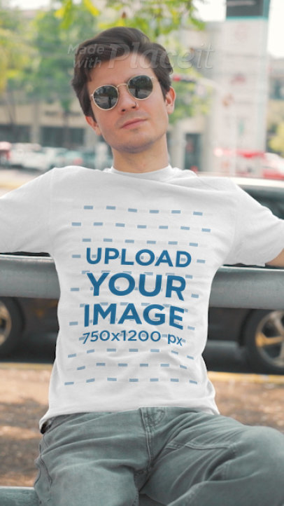 T-Shirt Video of a Cool Man Wearing a Nose Ring