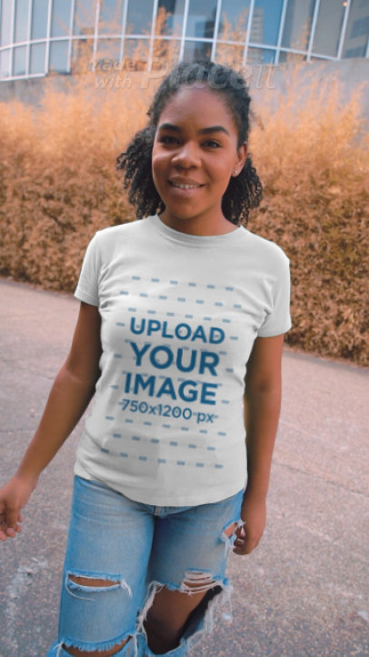 Video of a Young Woman Pointing at Her T-Shirt
