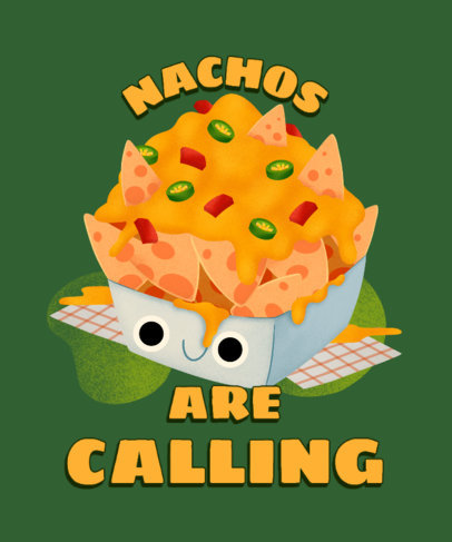 T-Shirt Design Template for Junk Food Day with a Happy Box of Nachos 3848g