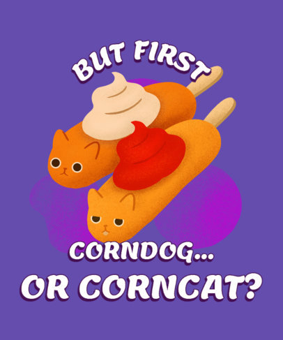 Junk Food Day-Themed T-Shirt Design Creator with Cat-Shaped Corndogs 3848j