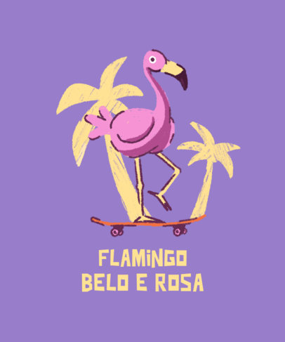 Summer T-Shirt Design Template Featuring a Flamingo Clipart