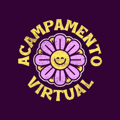 Virtual Summer Camp Logo Creator Featuring a Flower Clipart
