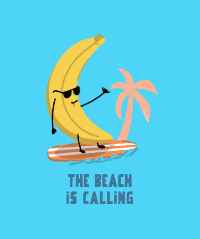 T-Shirt Design Creator With a Summer Vacation Theme Featuring a Banana Surfing