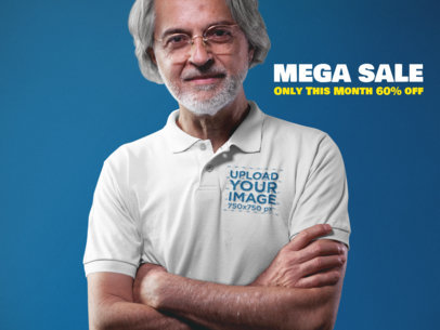 Elder Man Wearing a Polo Shirt While in a Studio