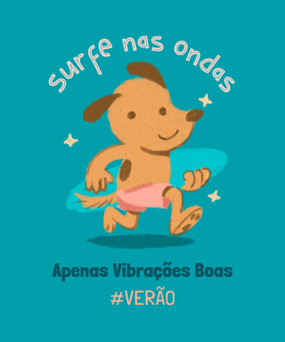 Illustrated T-Shirt Design Generator Featuring a Cute Dog With a Surfboard