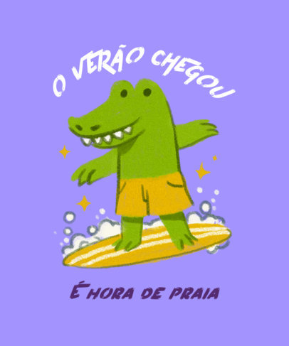 Kids' T-Shirt Design Maker Featuring a Crocodile Surfing