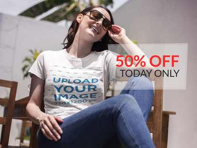 Facebook Ad - Middle Aged Woman Wearing a T-Shirt While in the Backyard a15914