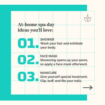 Instagram Post Template Featuring Ideas for an At-Home Spa Day