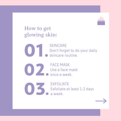 Instagram Post Generator Featuring a 3-Step Beauty Routine for a Glowing Skin
