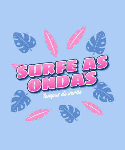 Colorful T-Shirt Design Template Featuring Summer-Style Palm Leaf Graphics