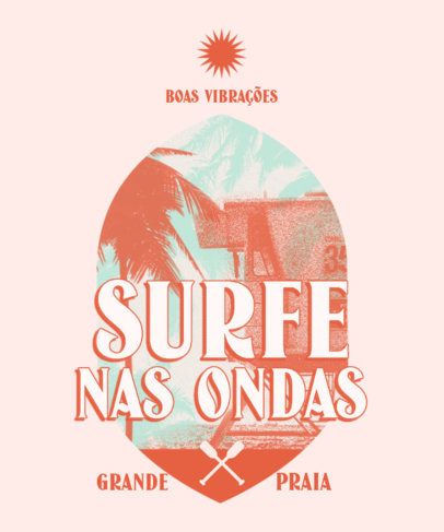 Summer T-Shirt Design Generator for Surfing Enthusiasts Featuring Retro-Styled Graphics