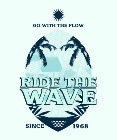 Retro T-Shirt Design Template Featuring Beach-Themed Illustrations