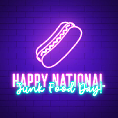 Festive Instagram Post Template for Junk Food Day with Neon Graphics 3851d