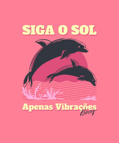Summer-Themed T-Shirt Design Template Featuring Illustrated Dolphins 3842i