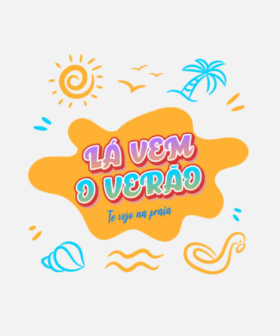 T-Shirt Design Template Featuring a Quote with Tropical Doodles