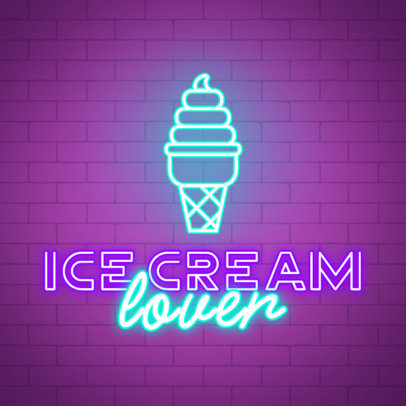 Junk Food-Themed Instagram Post Template with an Ice Cream Graphic 3851l