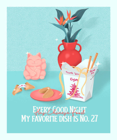 Illustrated T-Shirt Design Creator Featuring a Wok Box