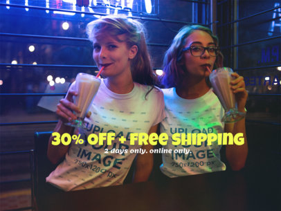 Facebook Ad - Two Women Drinking Smoothies in a Restaurant at Night