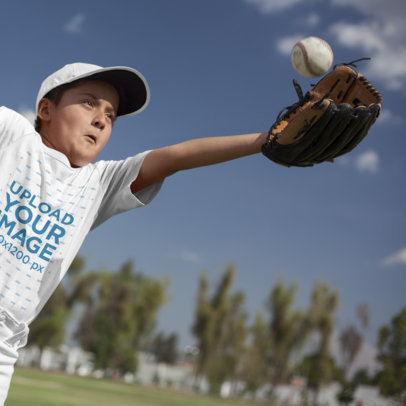 Baseball Uniform Builder - Pitcher Kid Trying to Catch a Ball
