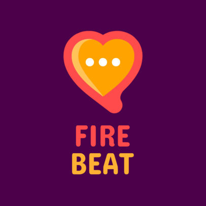 Logo Maker for a Dating App Featuring a Heart-Shaped Chat Box